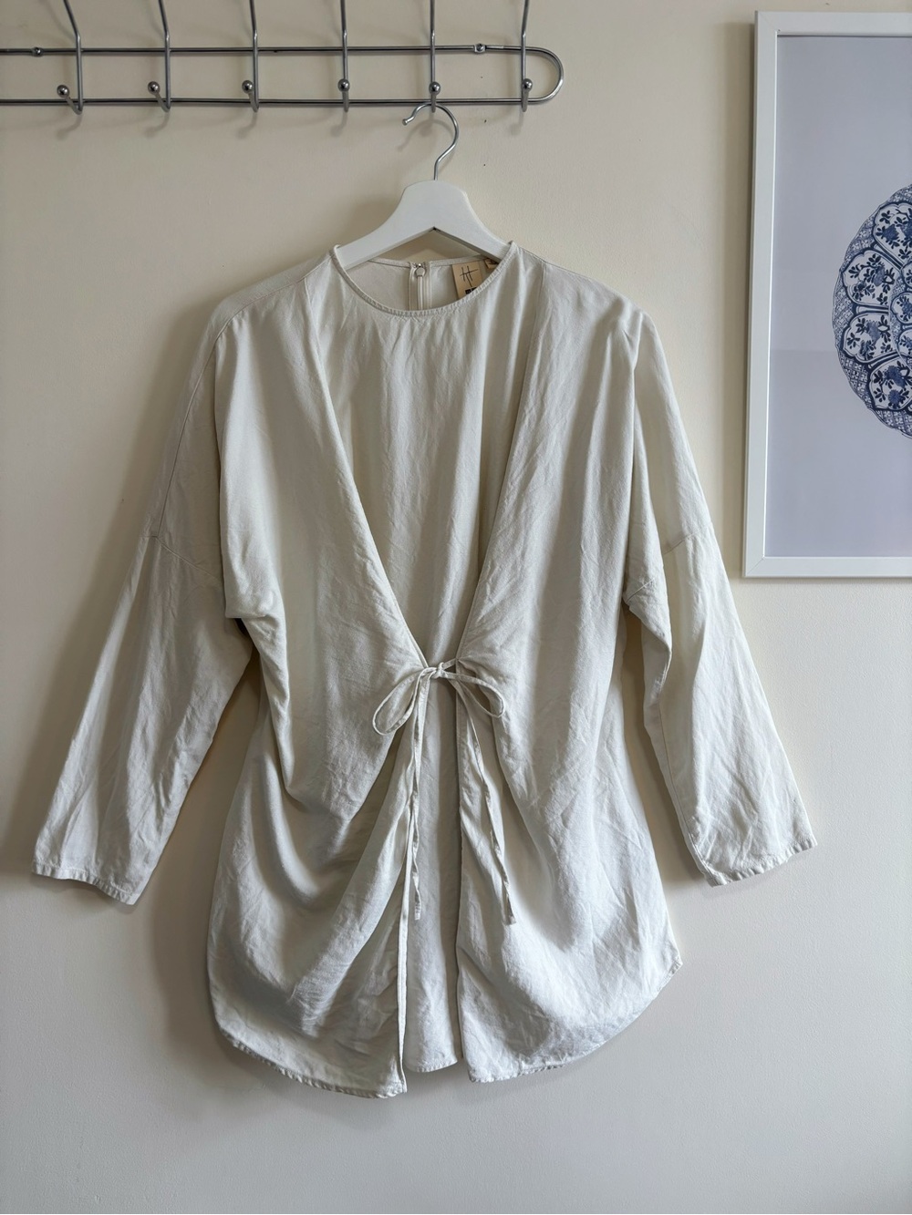 Uniqlo x Hana Tajima Linen Blend Tie-Front Tunic Top Oversized | L